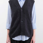 Evam Eva Apparel Womens Sweaters Cashmere Vest in North Sea