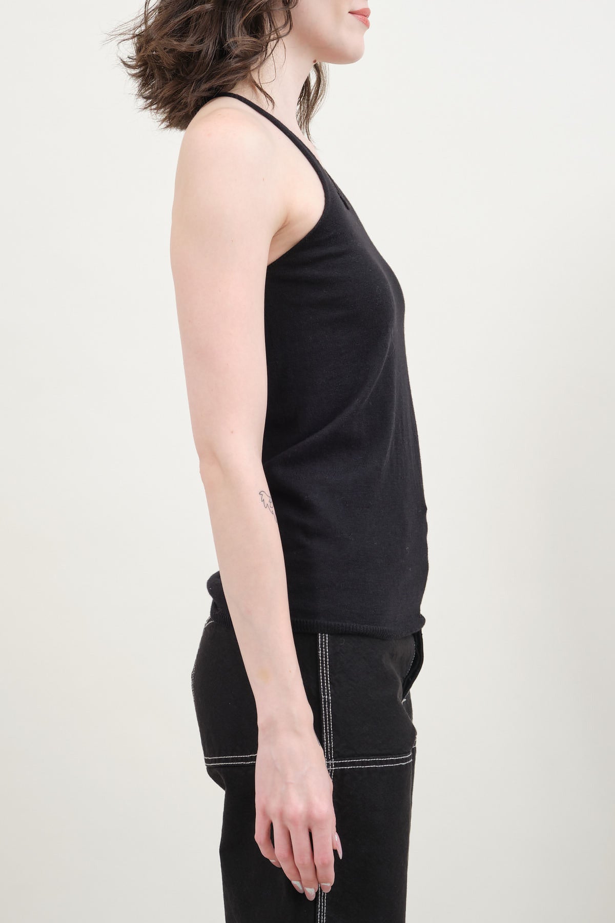Side of Cotton Cashmere Camisole in Black