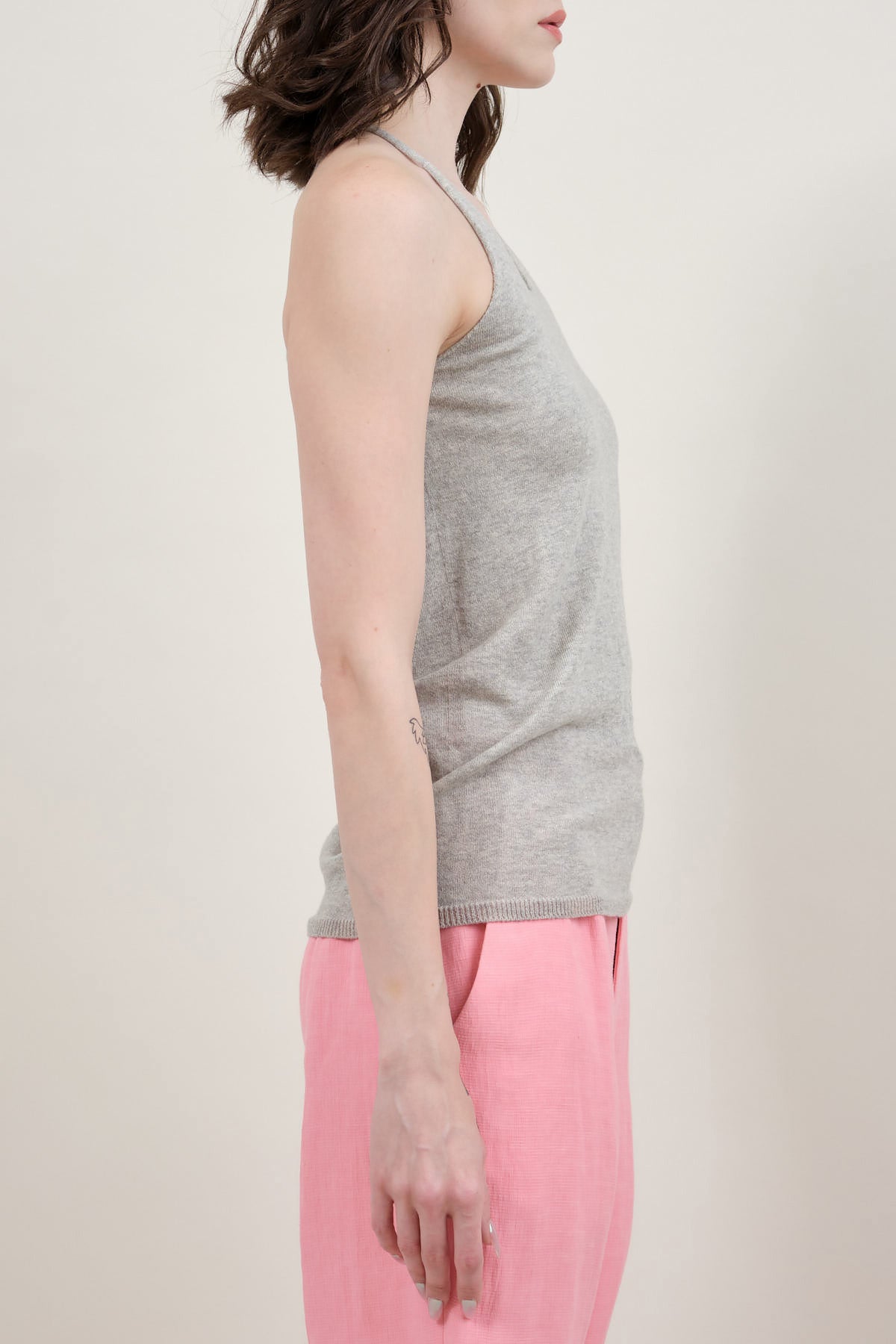 Side of Cotton Cashmere Camisole in Gray