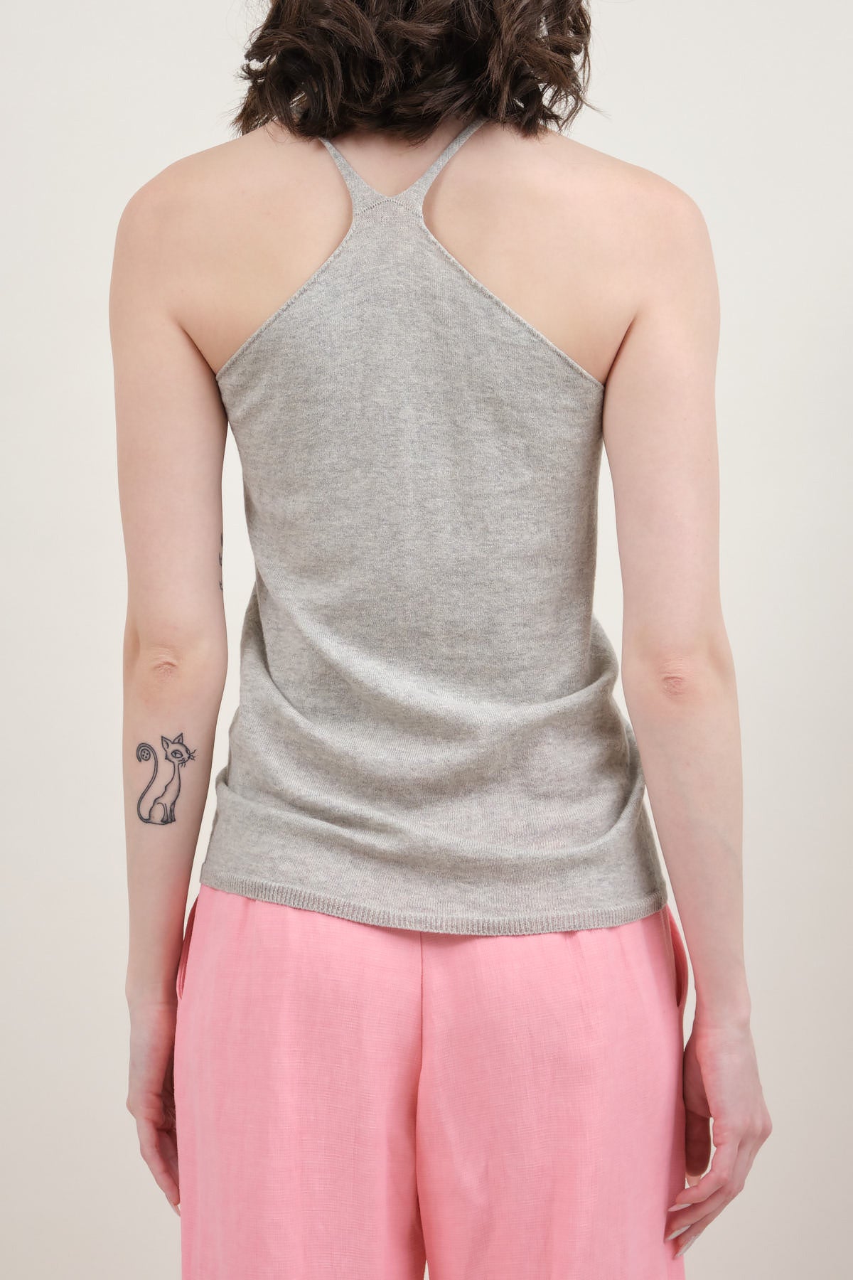 Back of Cotton Cashmere Camisole in Gray