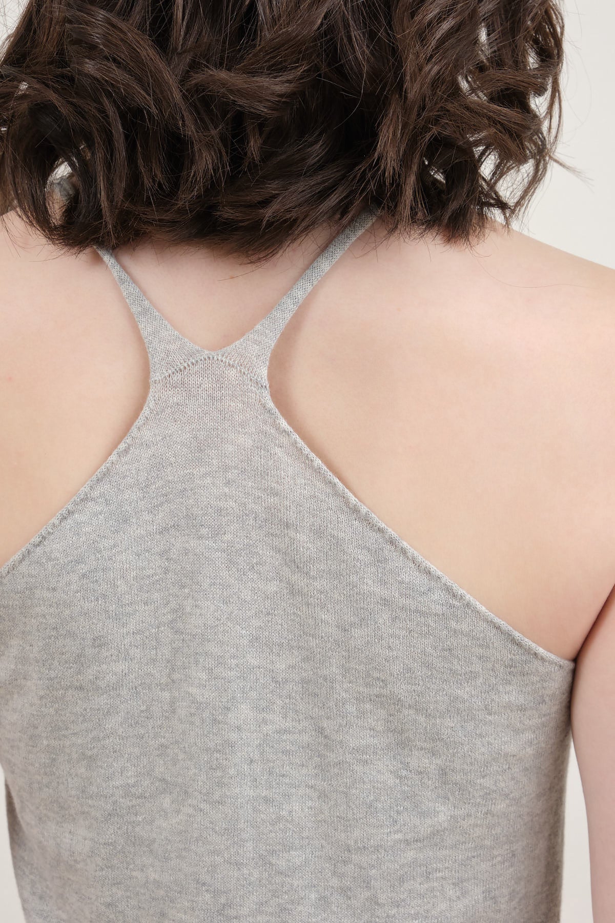Racer back on Cotton Cashmere Camisole in Gray
