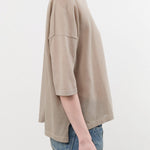Evam Eva Apparel Womens Blouses Cotton Half Sleeve Pullover in Beige