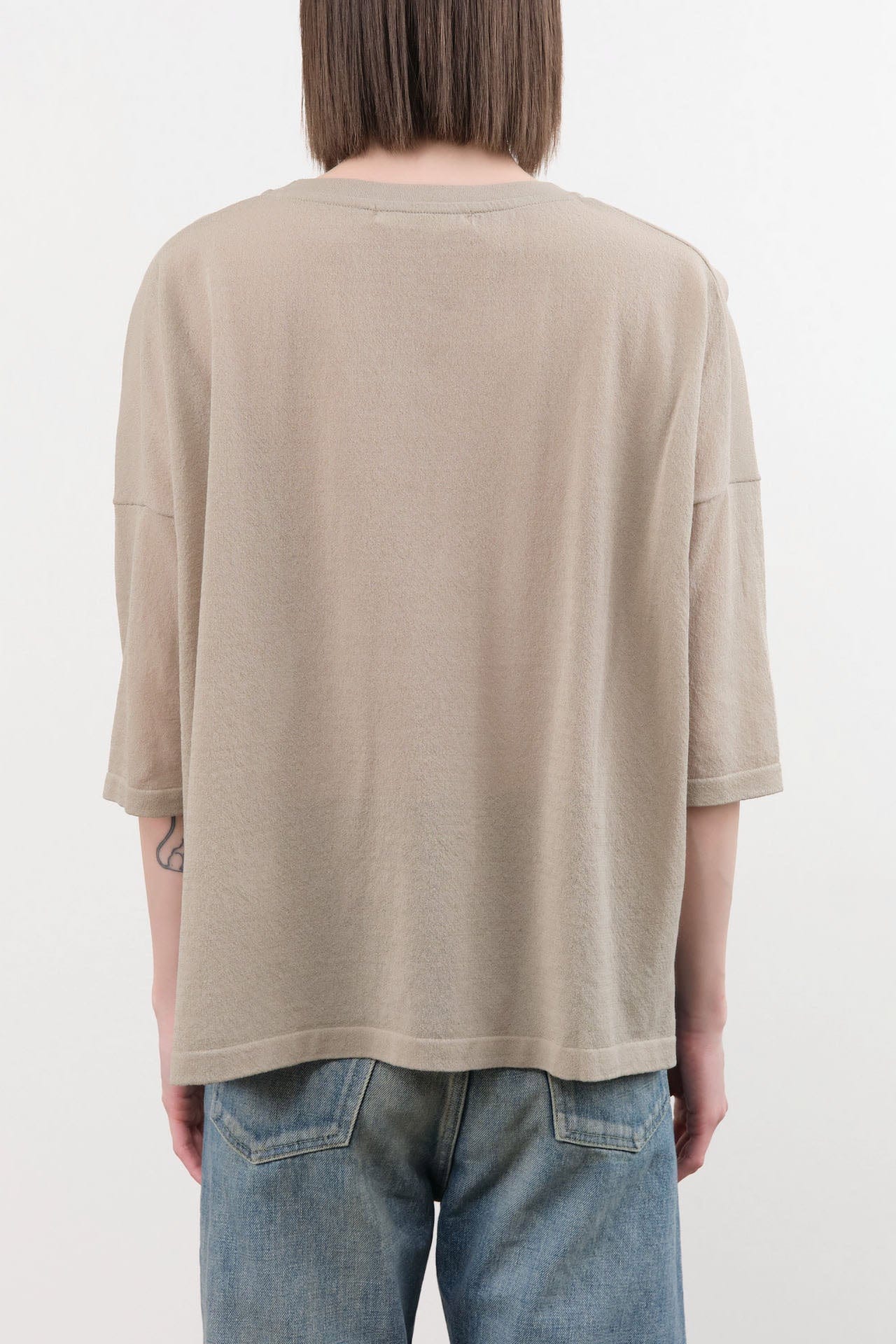 Evam Eva Apparel Womens Blouses Cotton Half Sleeve Pullover in Beige