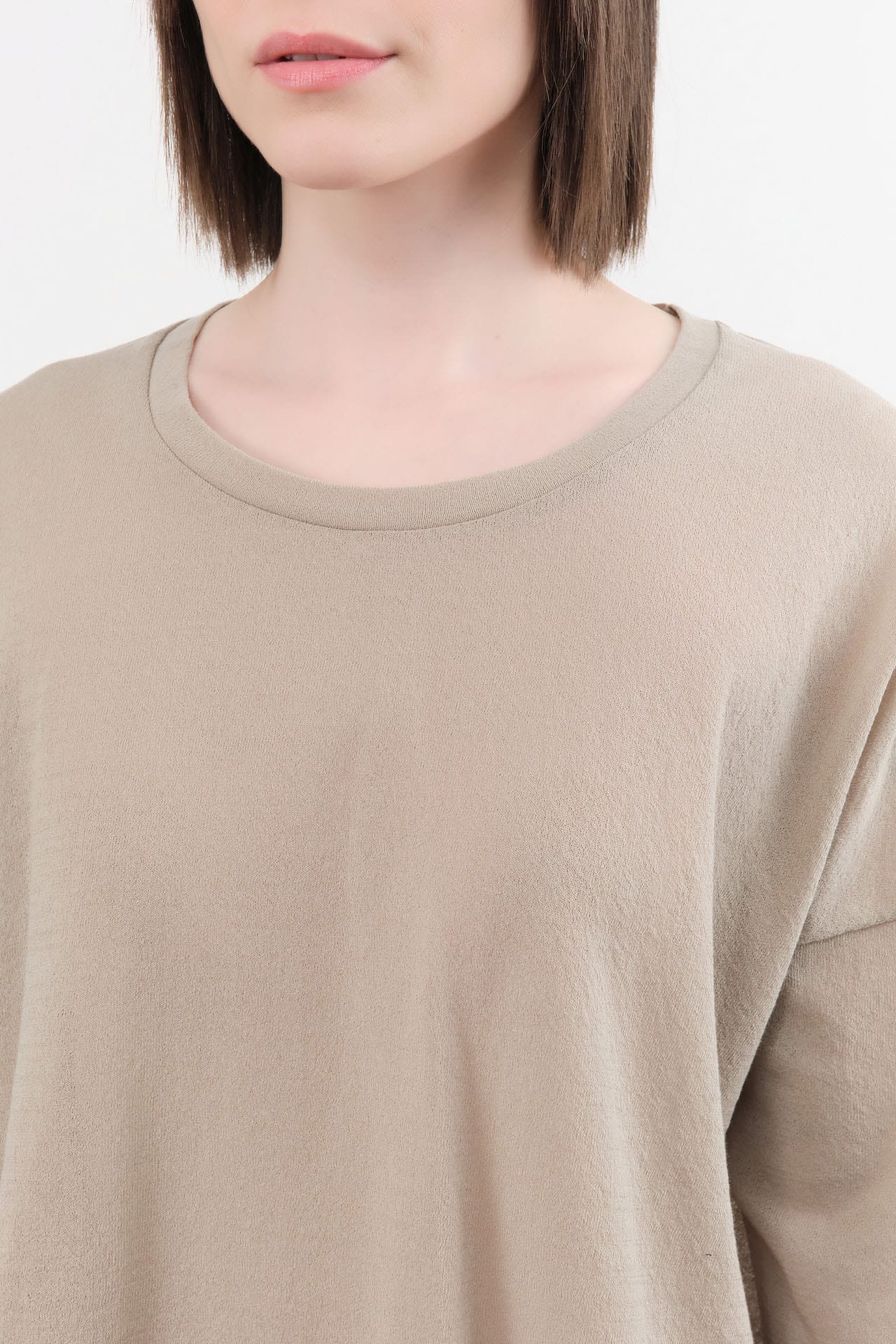Evam Eva Apparel Womens Blouses Cotton Half Sleeve Pullover in Beige