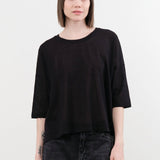 Evam Eva Apparel Womens Blouses Cotton Half Sleeve Pullover in Black
