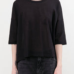 Evam Eva Apparel Womens Blouses Cotton Half Sleeve Pullover in Black