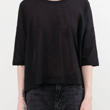 Evam Eva Apparel Womens Blouses Cotton Half Sleeve Pullover in Black