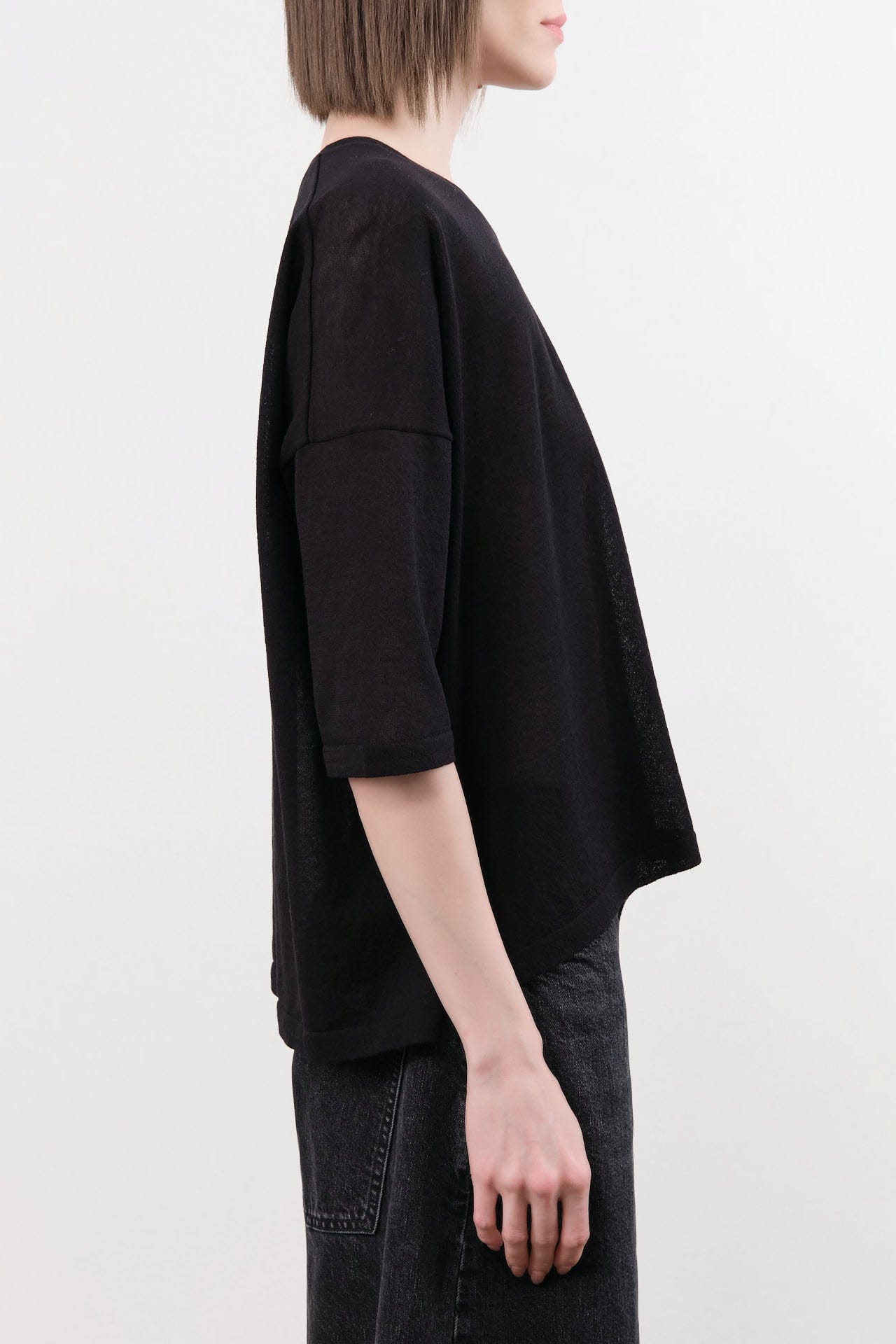 Evam Eva Apparel Womens Blouses Cotton Half Sleeve Pullover in Black