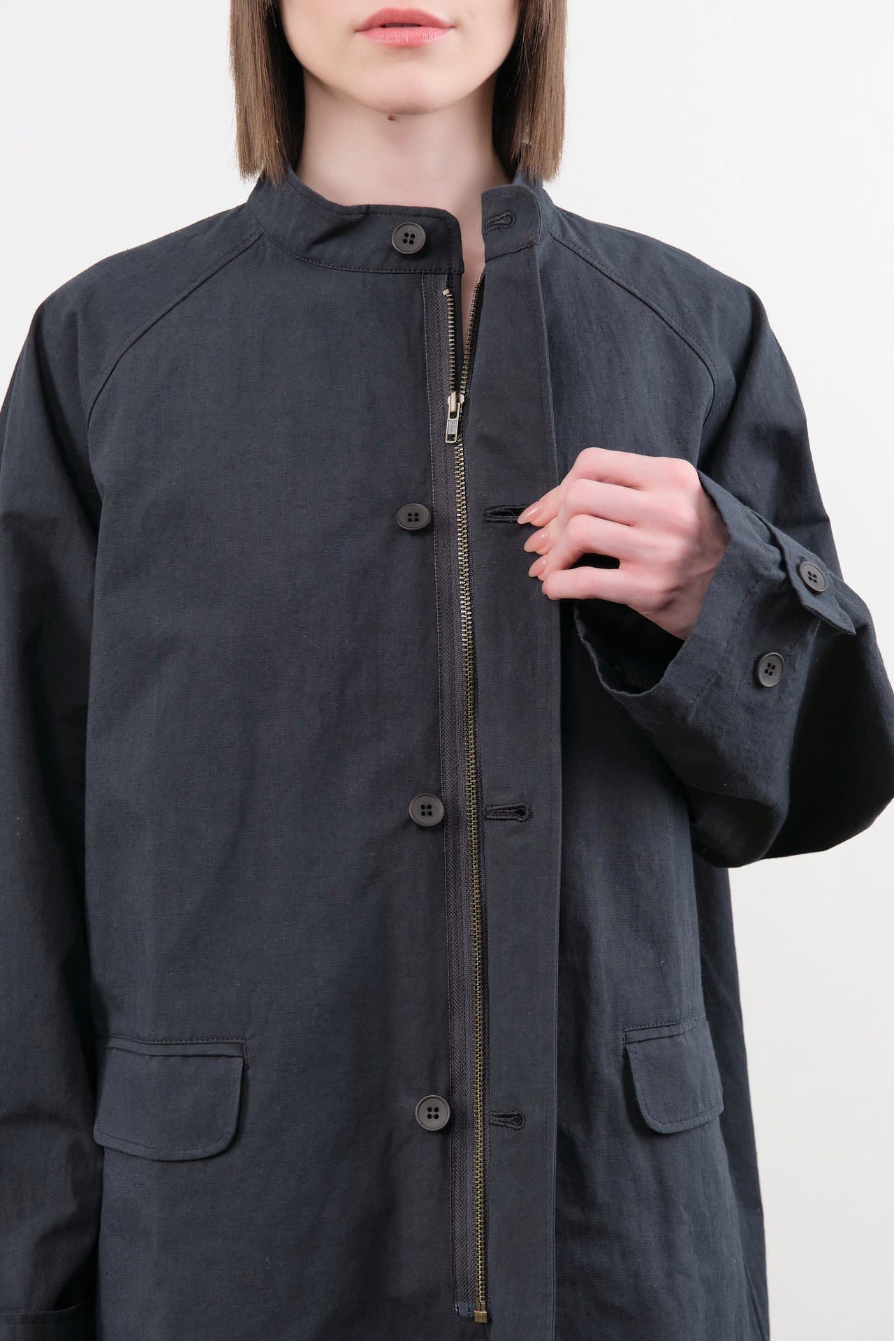 Evam Eva Apparel Womens Outerwear Cotton Hemp Raglan Jacket Stone Gray / One Size