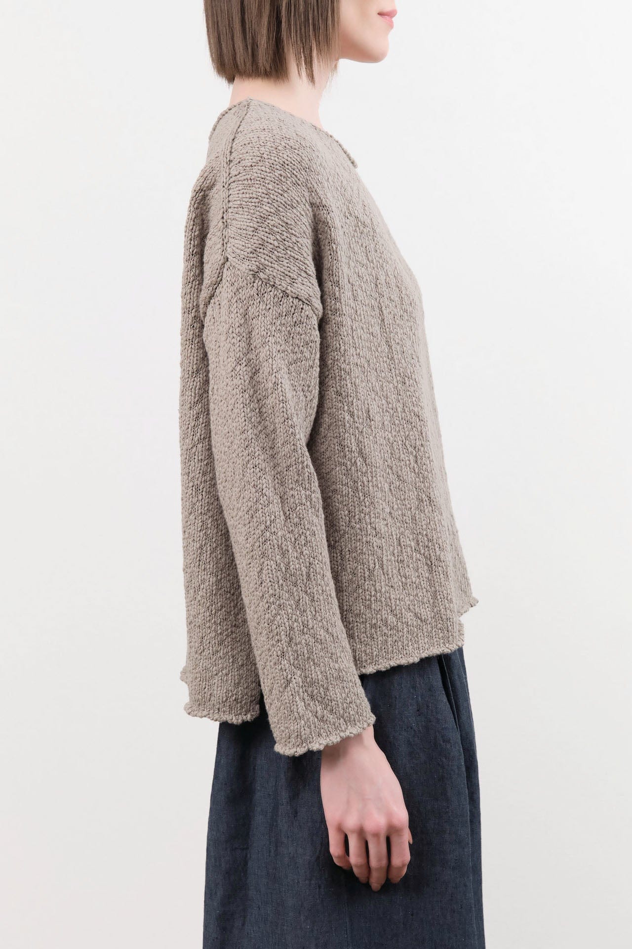 Evam Eva Apparel Womens Sweaters Cotton Slub Pullover in Grege