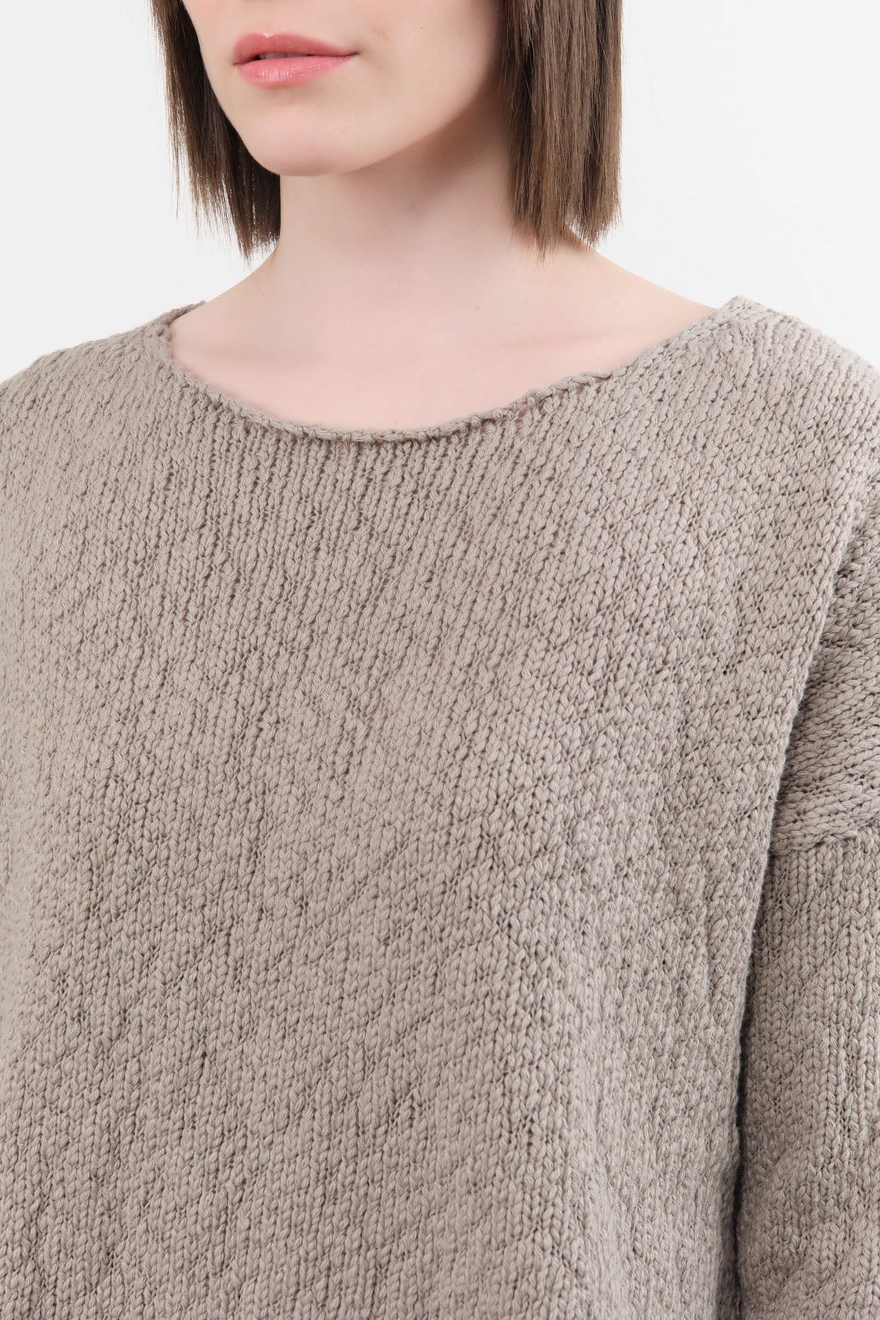Evam Eva Apparel Womens Sweaters Cotton Slub Pullover in Grege
