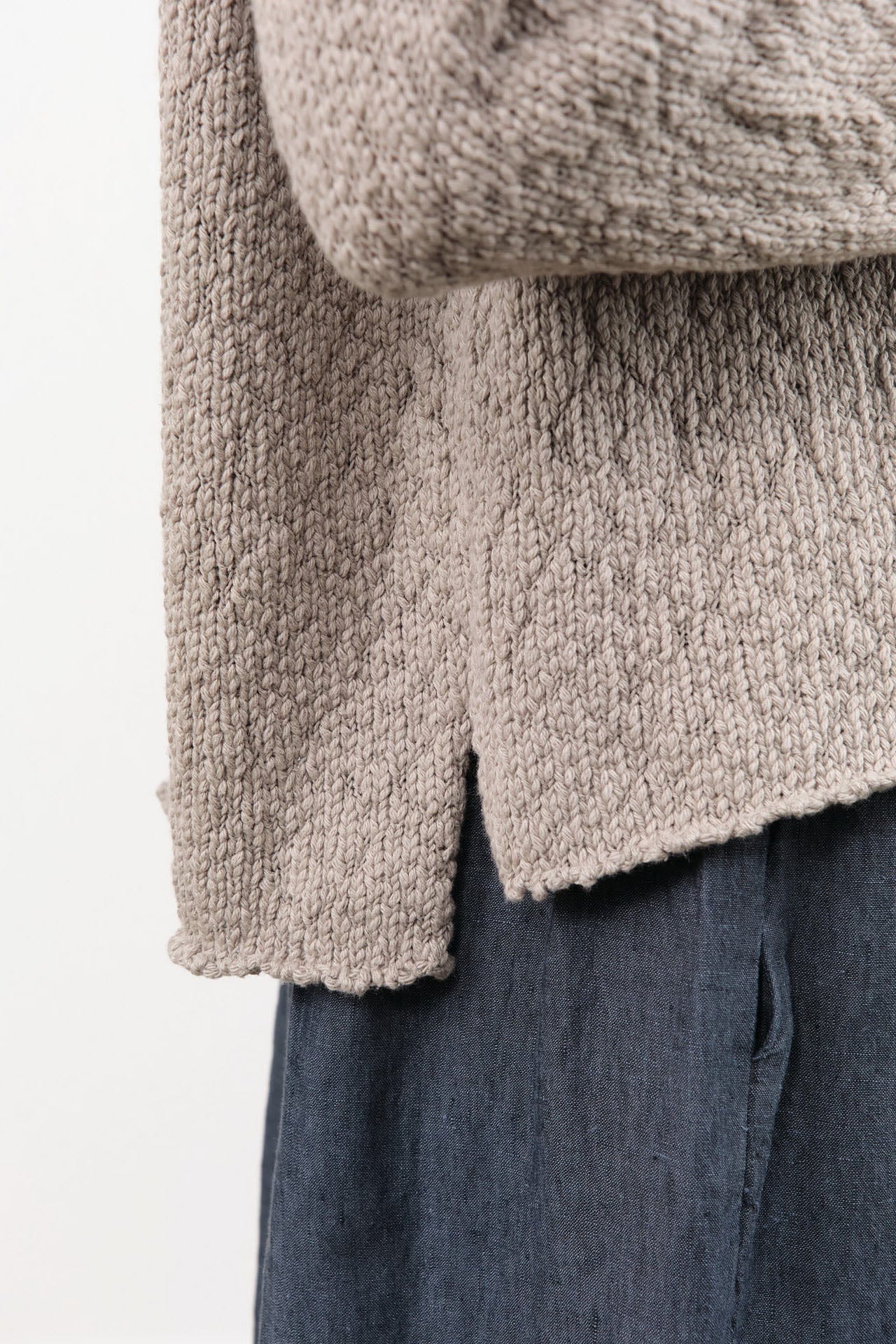 Evam Eva Apparel Womens Sweaters Cotton Slub Pullover in Grege