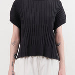 Evam Eva Apparel Womens Sweaters Cotton Vest in Sumi