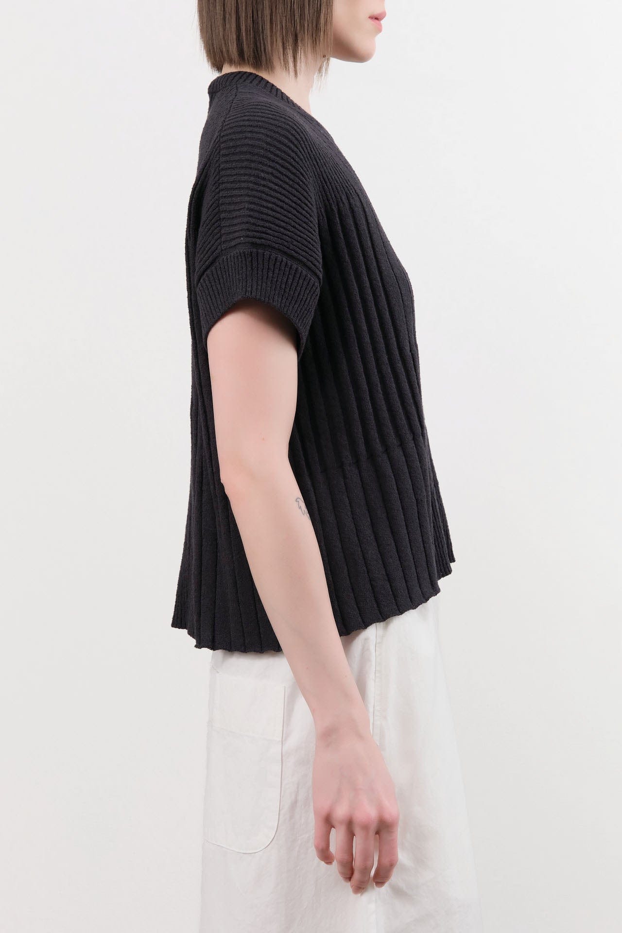 Evam Eva Apparel Womens Sweaters Cotton Vest in Sumi