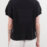 Evam Eva Apparel Womens Sweaters Cotton Vest in Sumi