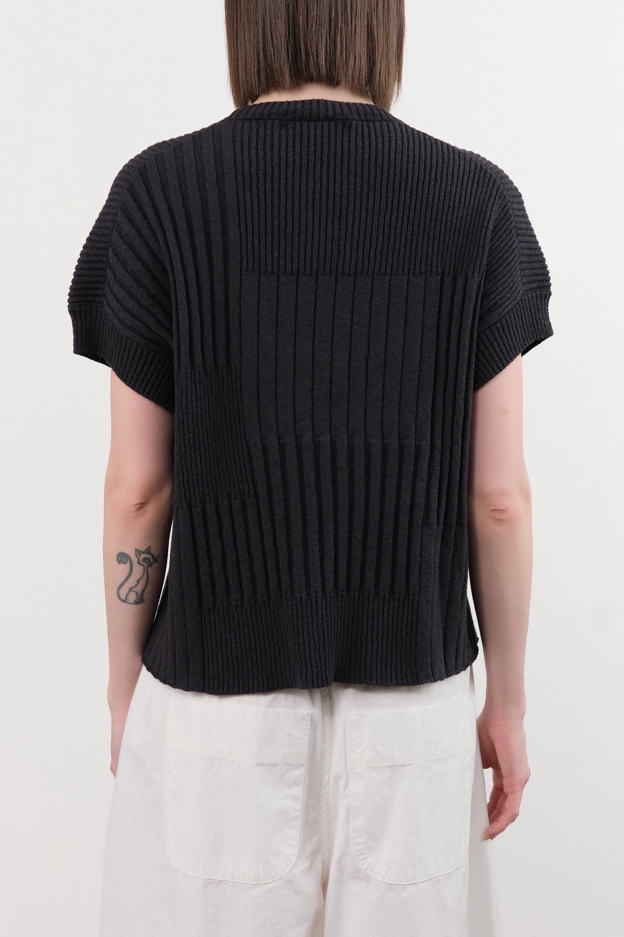 Evam Eva Apparel Womens Sweaters Cotton Vest in Sumi