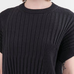 Evam Eva Apparel Womens Sweaters Cotton Vest in Sumi