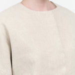 Collar view of Linen Cotton No Collar Coat