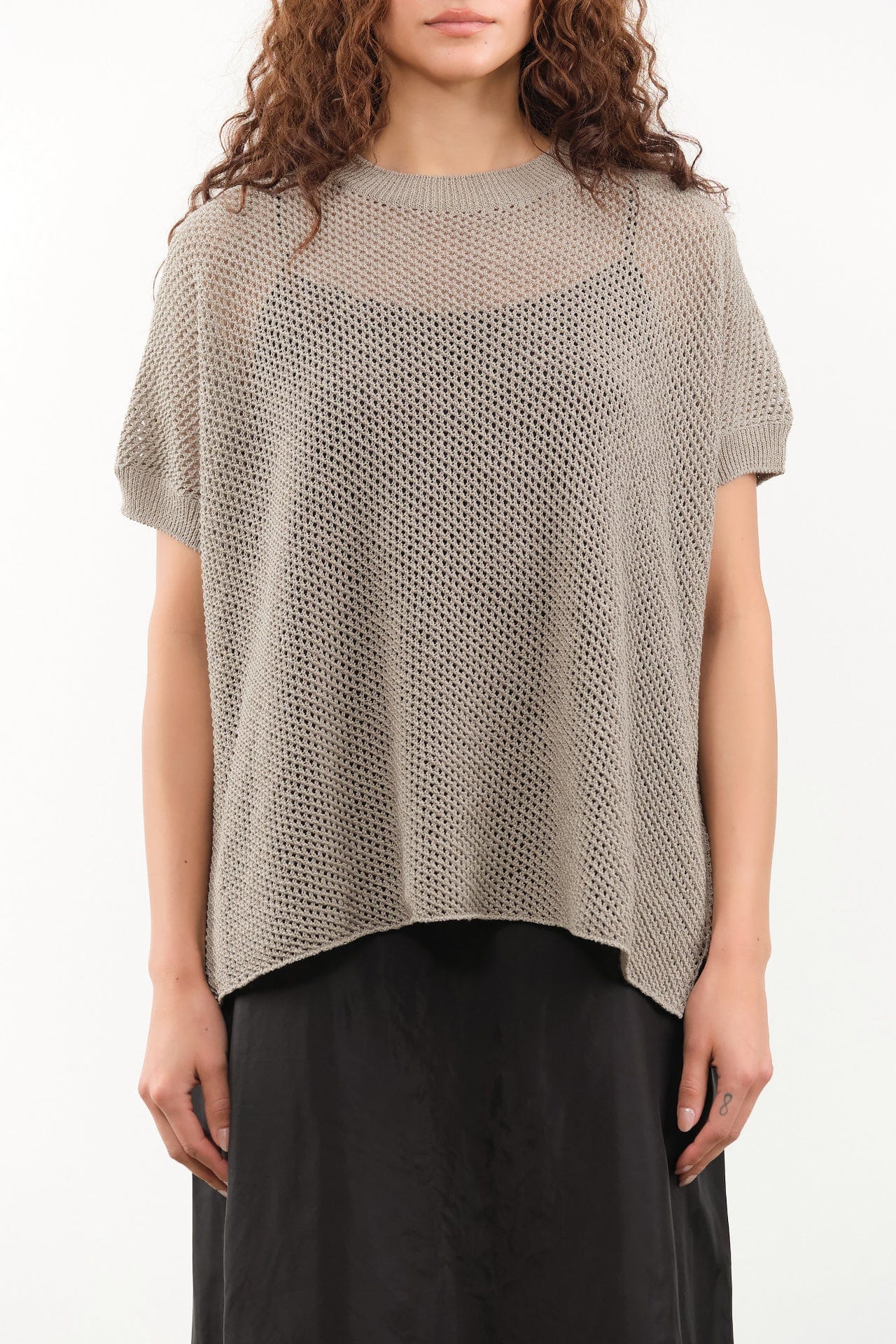 Cotton Half Sleeve Pullover in Blue Grey | evam eva | Covet