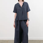 Evam Eva Apparel Womens Pants Linen Culottes Navy / One Size
