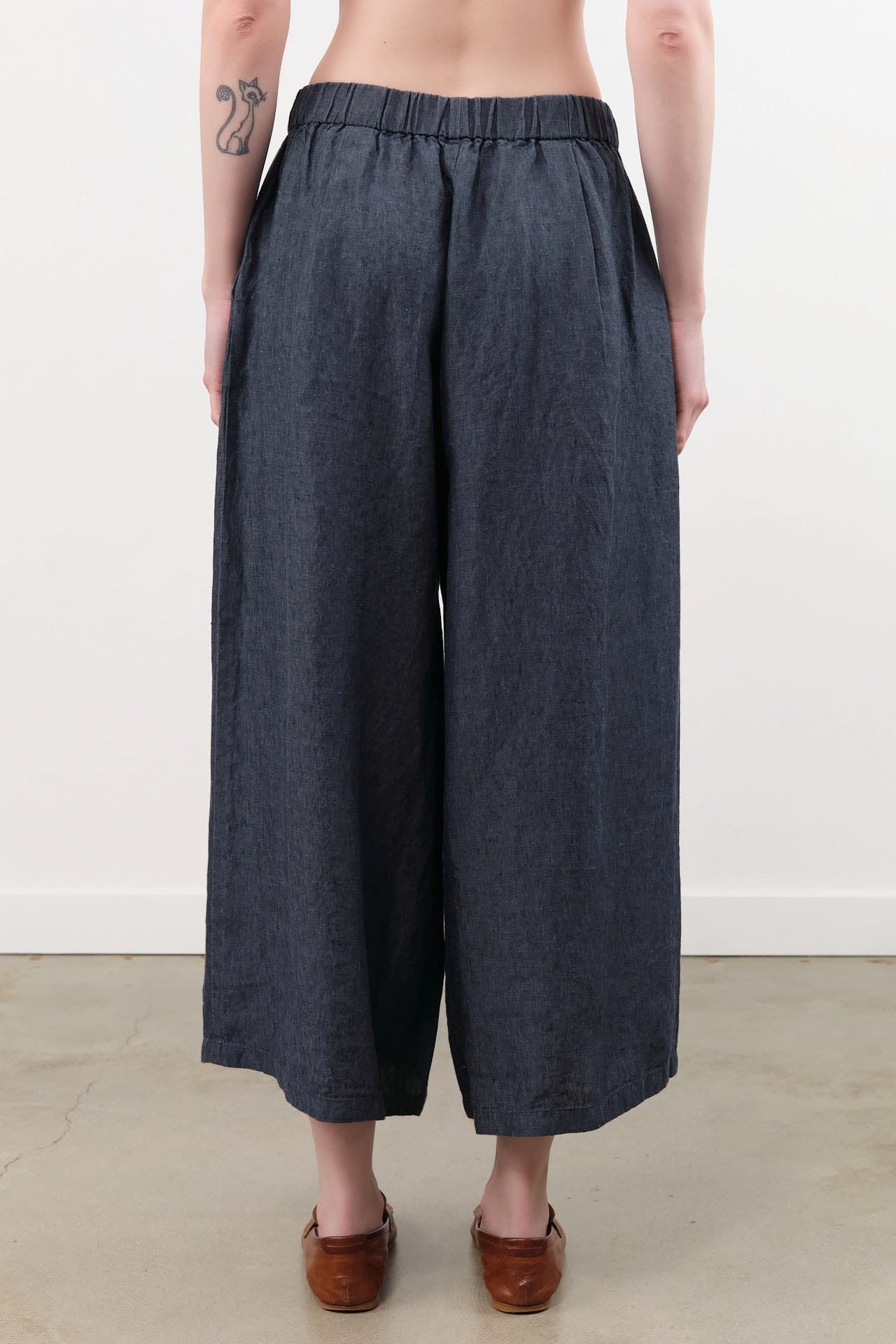 Evam Eva Apparel Womens Pants Linen Culottes Navy / One Size