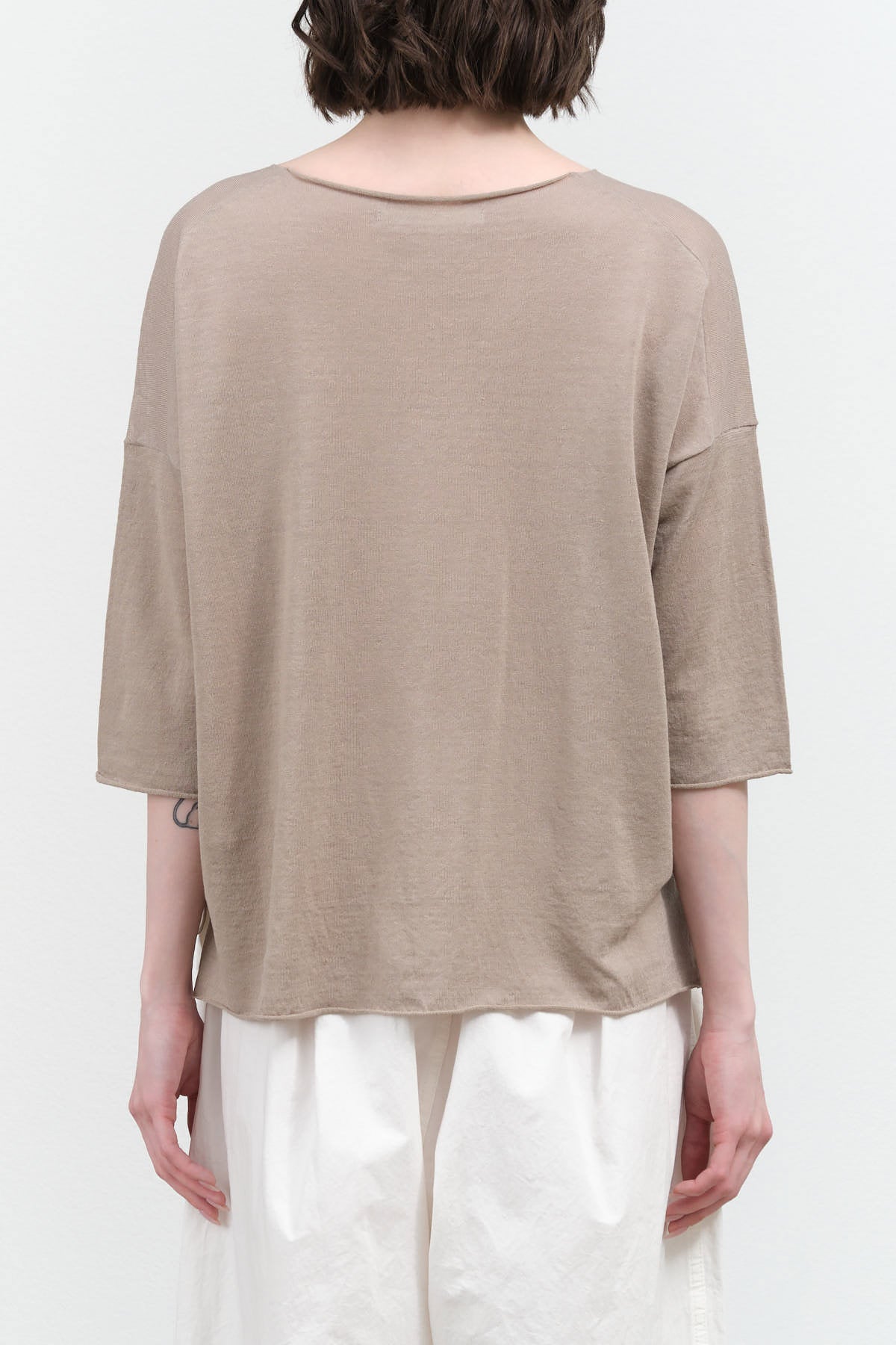 Linen Pullover 3/4 Sleeve by Evam Eva in Gray