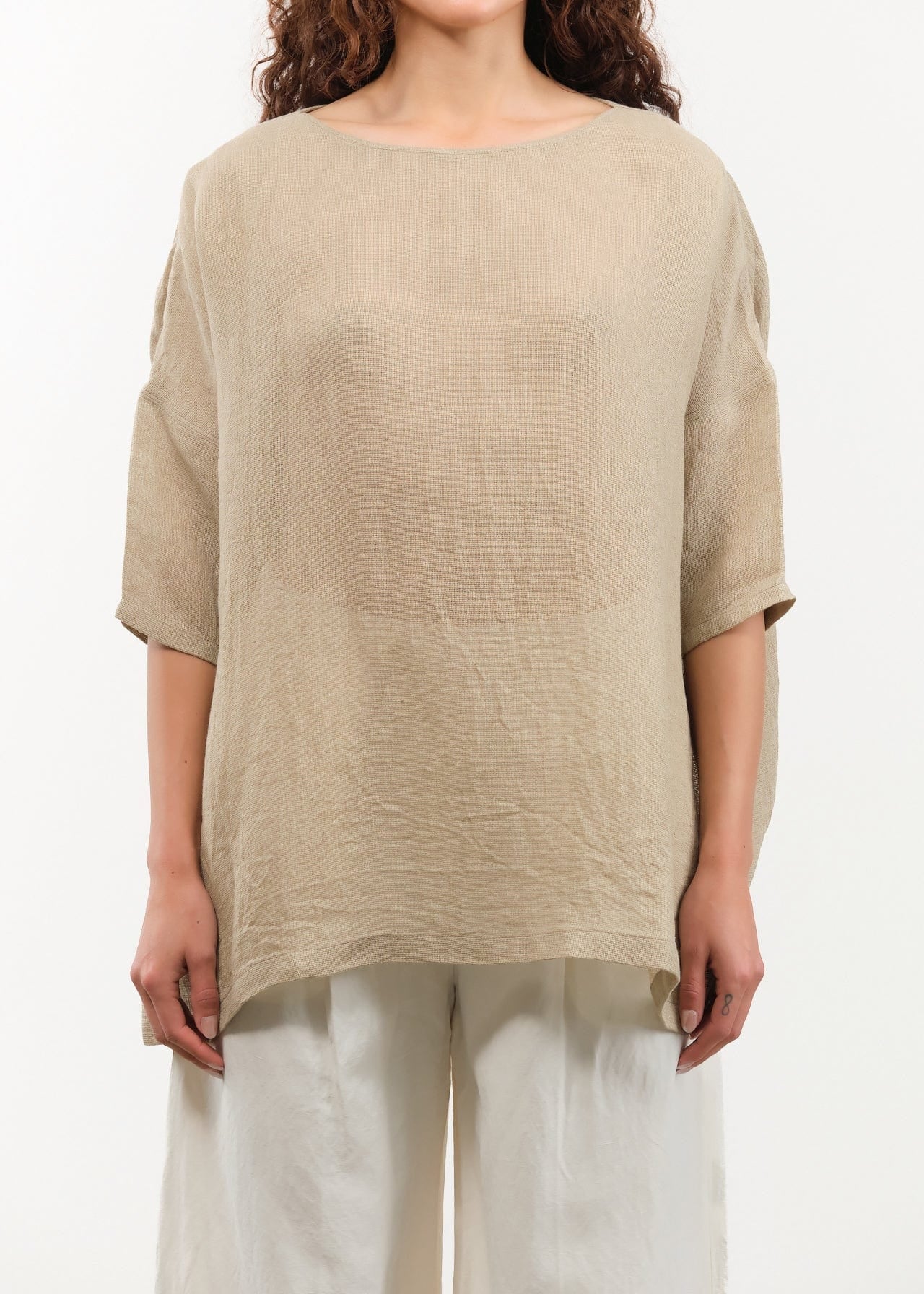 Evam Eva Apparel Womens Sweaters Linen Pullover in Amber Amber / One Size