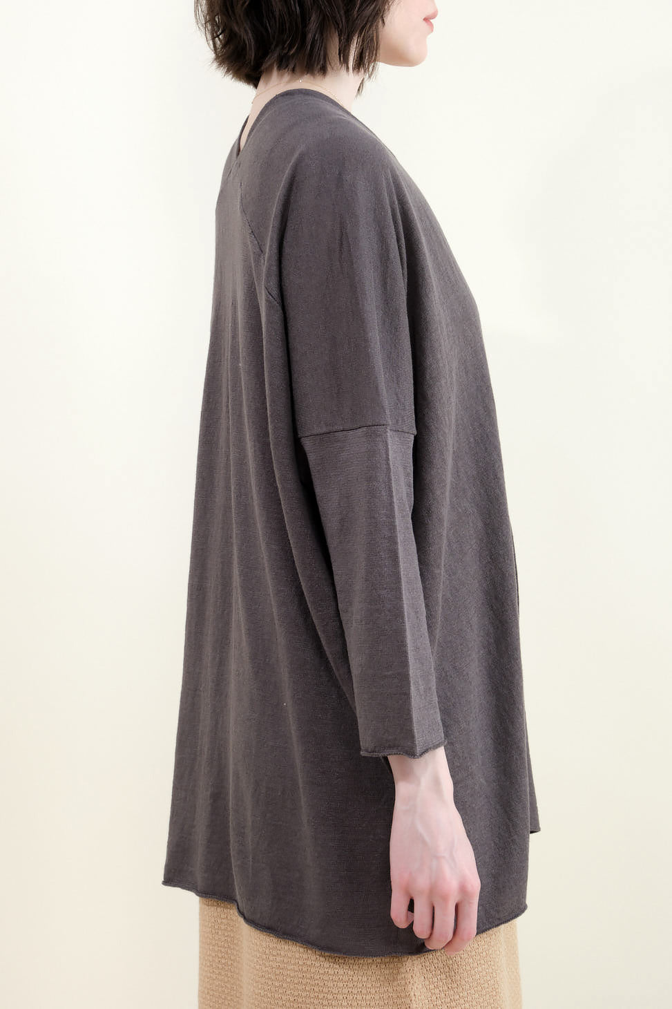 Linen Robe in Stone Gray