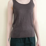 Front of Linen Sleeveless Tank in Stone Gray