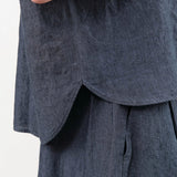 Evam Eva Apparel Womens Blouses Linen Tuck Pullover in Navy Navy / One Size