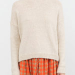Evam Eva Apparel Womens Sweaters Low Gauge Pullover Ecru / One Size