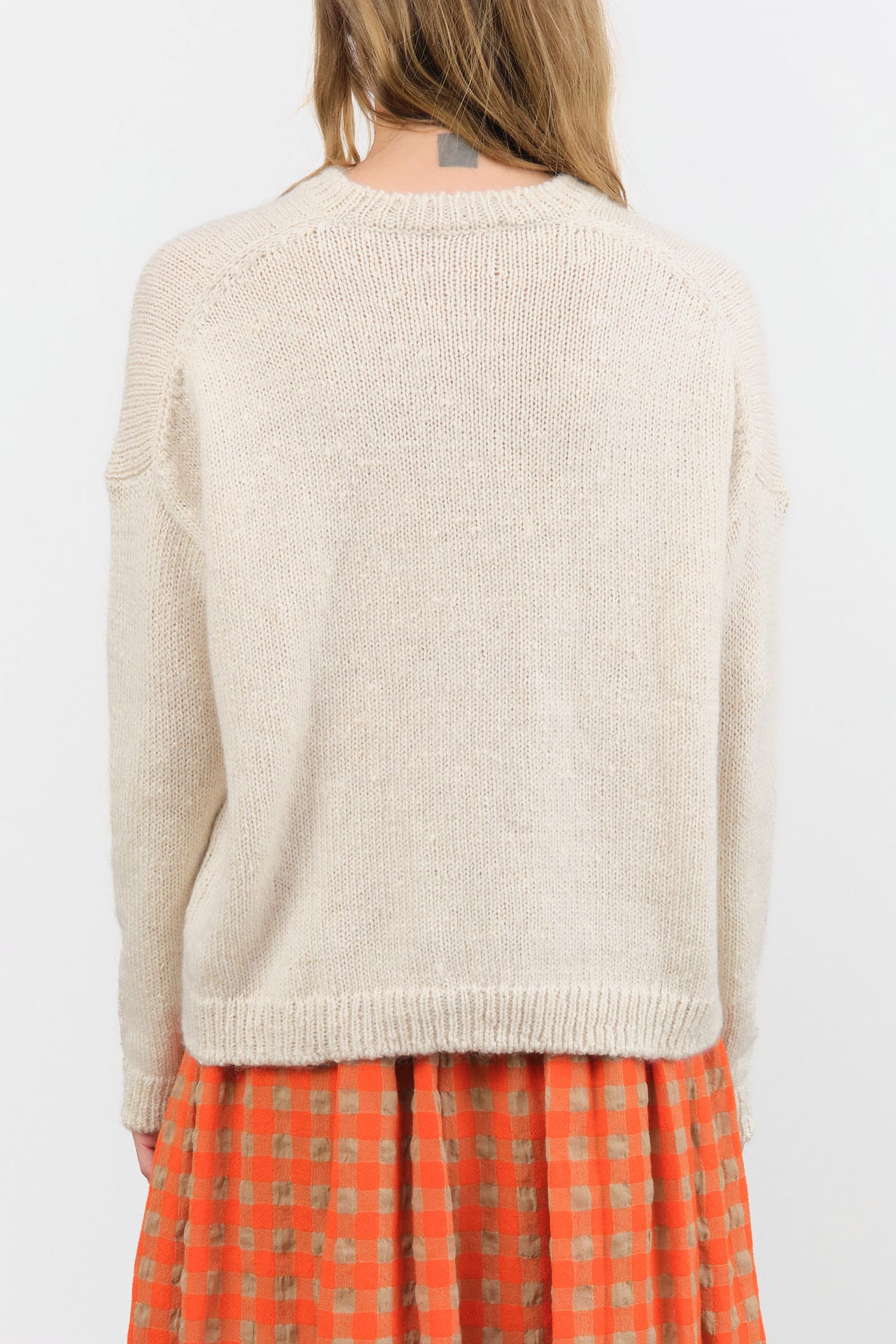 Evam Eva Apparel Womens Sweaters Low Gauge Pullover Ecru / One Size