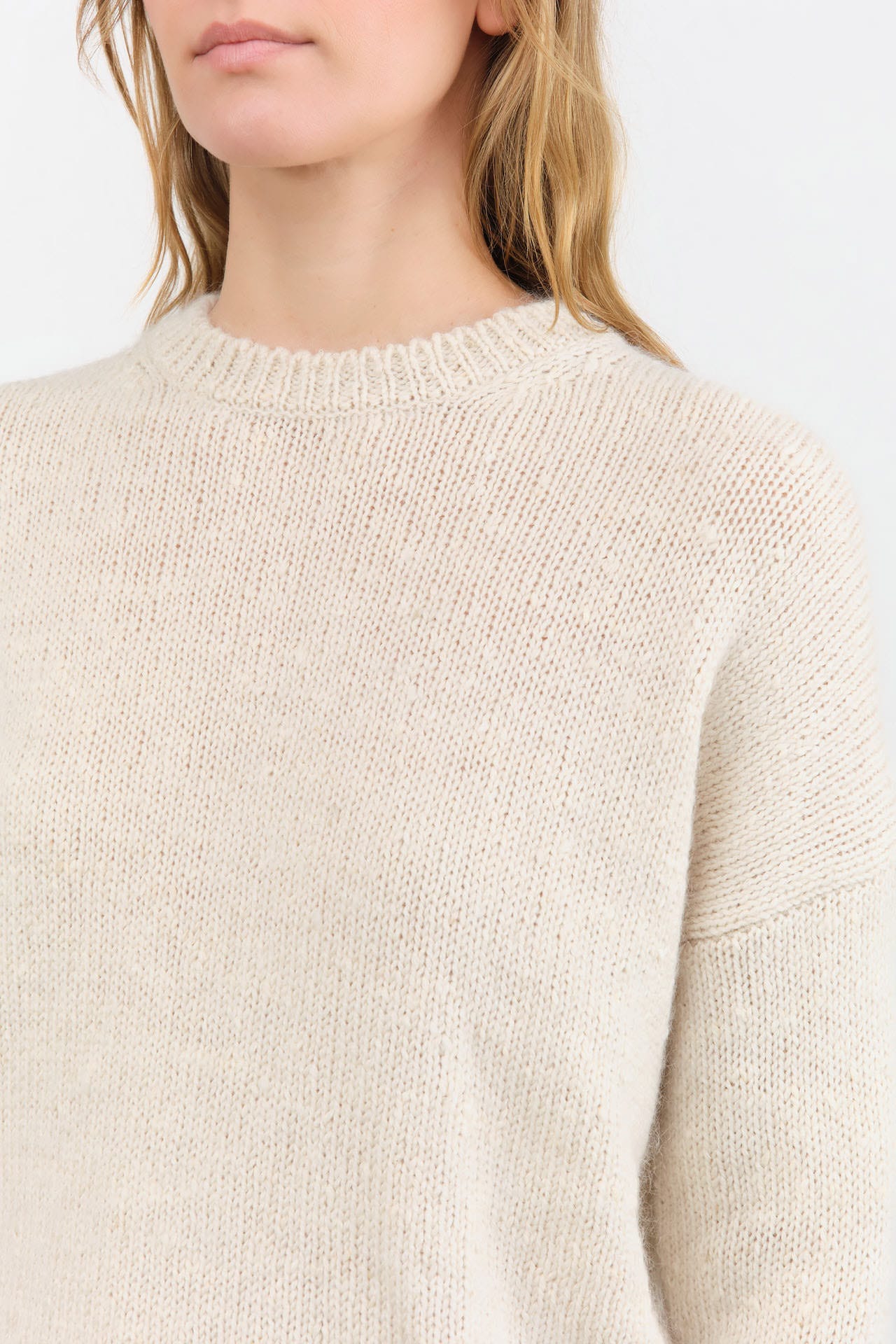 Evam Eva Apparel Womens Sweaters Low Gauge Pullover Ecru / One Size