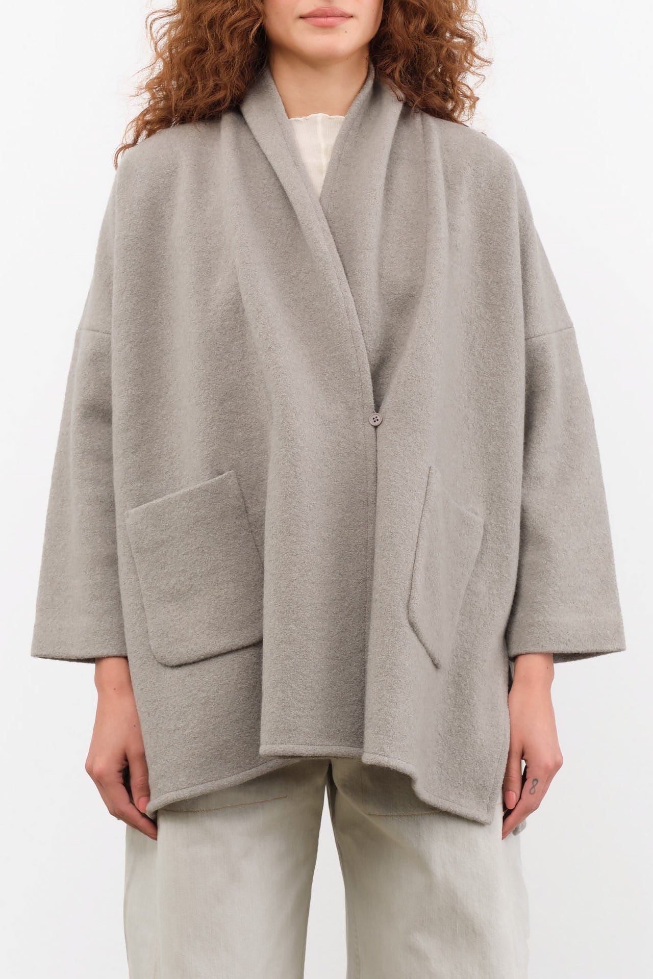 Evam Eva Apparel Womens Outerwear Press Wool Robe Mocha / One Size
