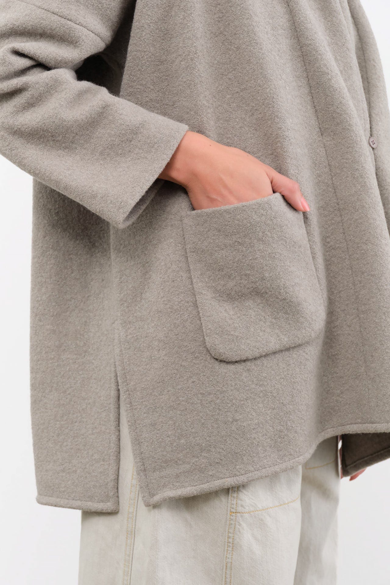 Evam Eva Apparel Womens Outerwear Press Wool Robe Mocha / One Size
