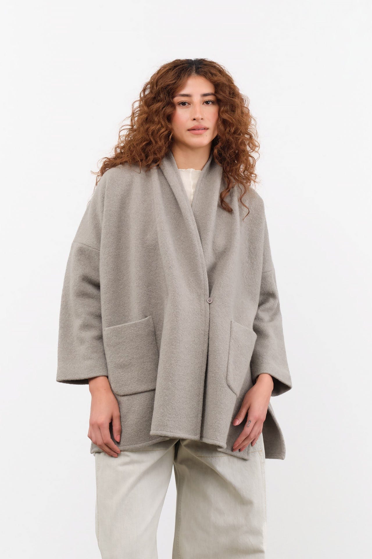 Evam Eva Apparel Womens Outerwear Press Wool Robe Mocha / One Size