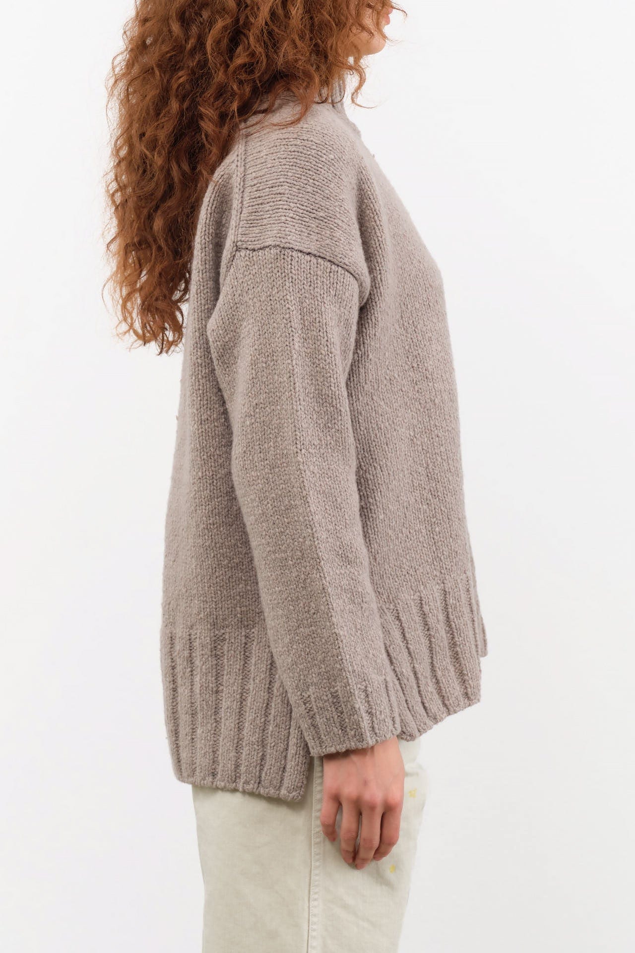 Evam Eva Apparel Womens Sweaters Renew-Wool Turtleneck in Mocha