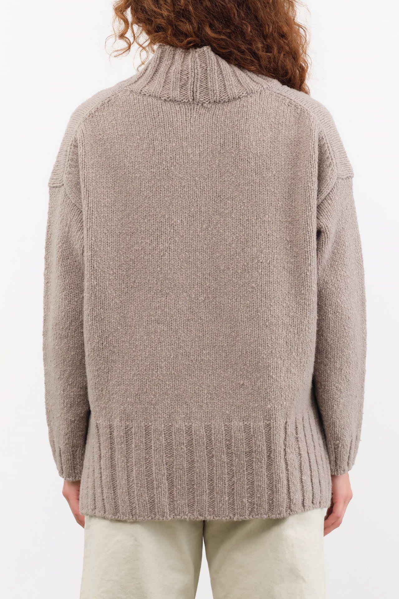 Evam Eva Apparel Womens Sweaters Renew-Wool Turtleneck in Mocha