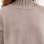 Evam Eva Apparel Womens Sweaters Renew-Wool Turtleneck in Mocha