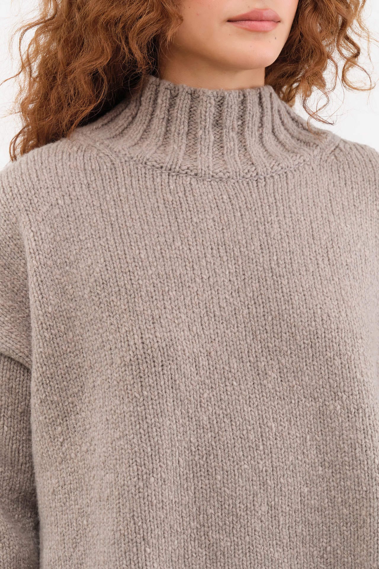 Evam Eva Apparel Womens Sweaters Renew-Wool Turtleneck in Mocha
