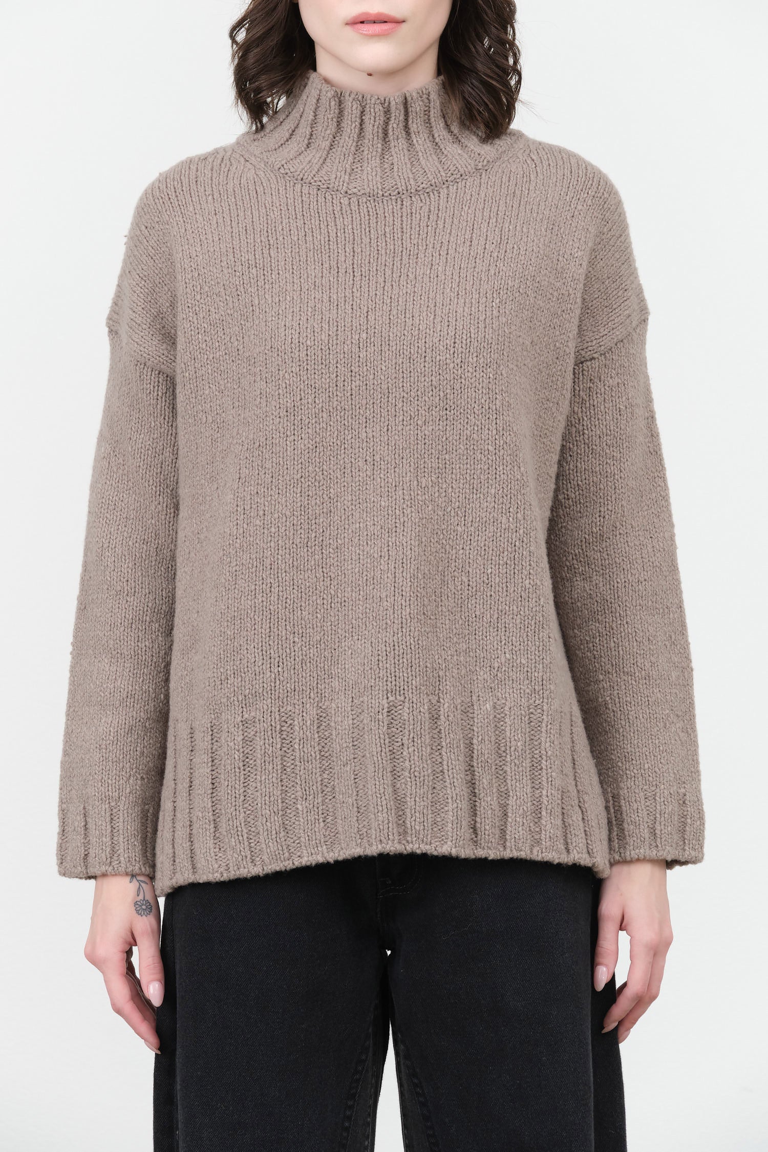 Renew-Wool Turtleneck by Evam Eva in Mocha