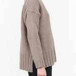 Evam Eva Japanese Designer Brand Long Sleeve Renew-Wool Thick Turtleneck Sweater in Mocha Brown Tan