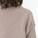 Evam Eva Japanese Designer Brand 
Mocha Brown Tan Long Sleeve Renew-Wool Thick Turtleneck Sweater