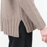 Long Sleeve Renew-Wool Thick Turtleneck Sweater in Mocha Brown Tan by Evam Eva Japanese Designer Brand 