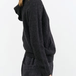 Evam Eva Apparel Womens Sweaters Seamless Cashmere Parka in Charcoal