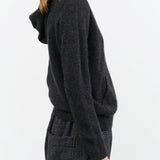 Evam Eva Apparel Womens Sweaters Seamless Cashmere Parka in Charcoal