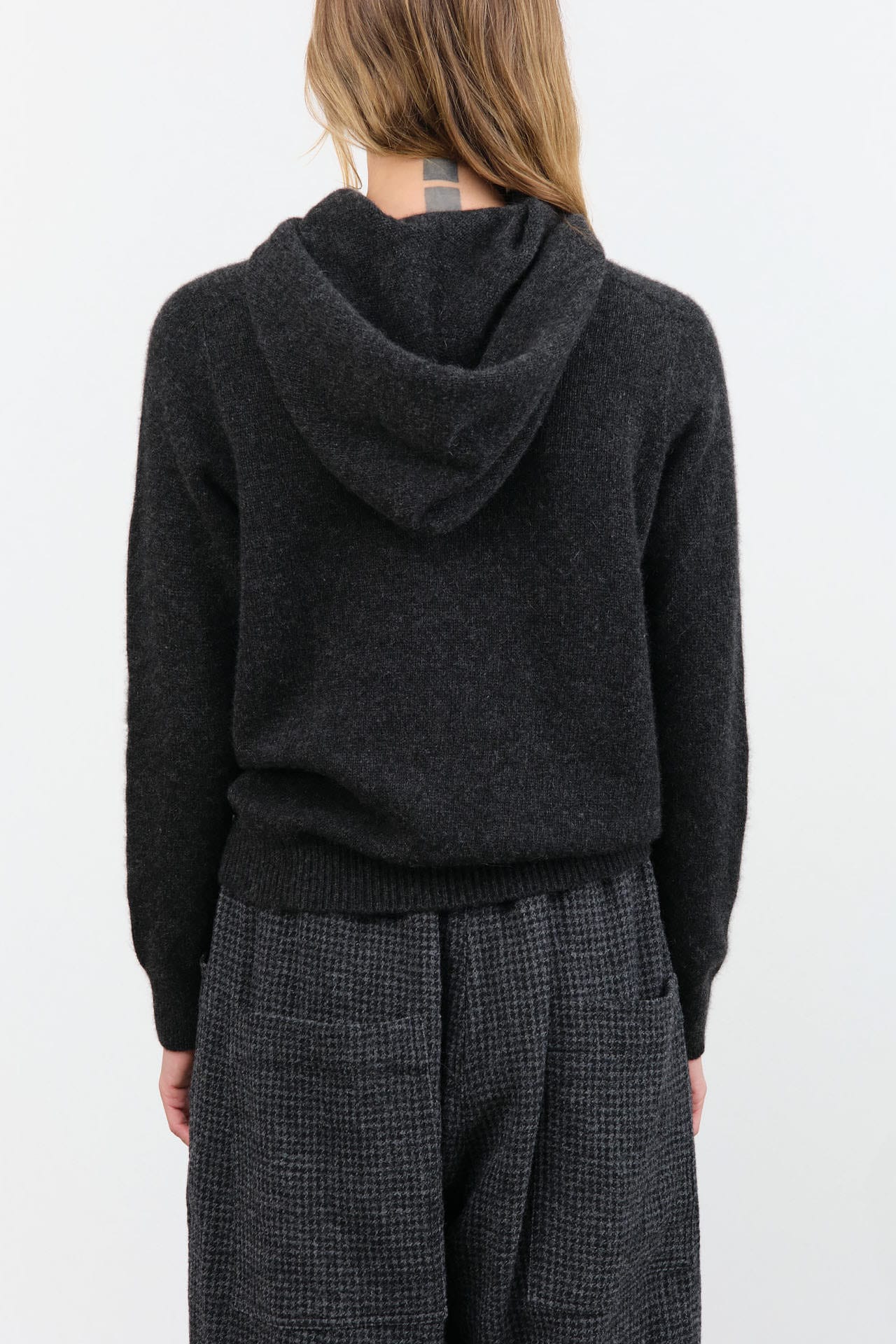 Evam Eva Apparel Womens Sweaters Seamless Cashmere Parka in Charcoal