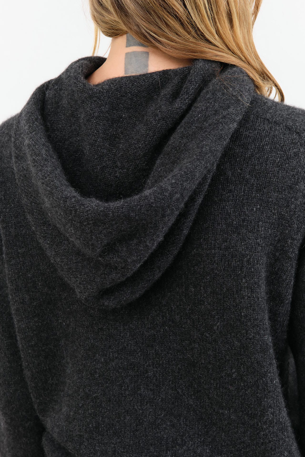 Evam Eva Apparel Womens Sweaters Seamless Cashmere Parka in Charcoal