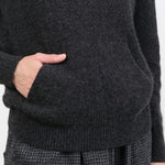 Evam Eva Apparel Womens Sweaters Seamless Cashmere Parka in Charcoal