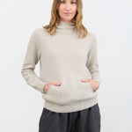 Evam Eva Apparel Womens Sweaters Seamless Cashmere Parka in Light Gray